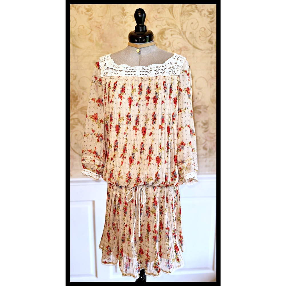 Axes Femme Floral Pleated Chiffon Blouse Skirt Set Size M Cottagecore Himekaji